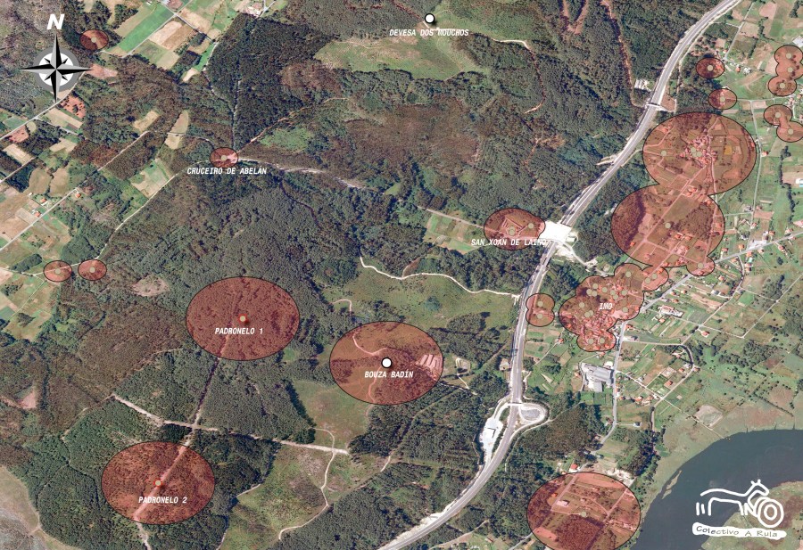 Xacementos próximos e areas de protección